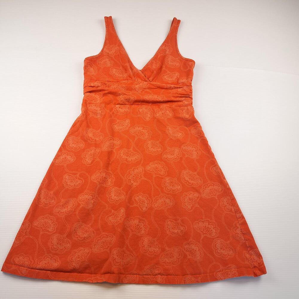 Patagonia Dress Womens Medium Orange Organic Cotton Floral Sleeveless Sundress